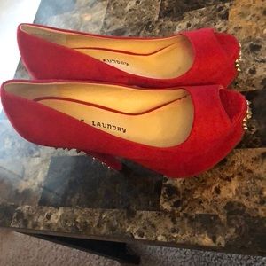 Chines laundry spike red suede heels! 7.5